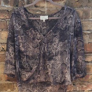 Reptile print surplus blouse